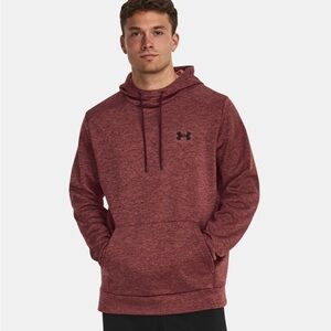 Mens Burgundy Under Armour Fleece Twist Hoodie